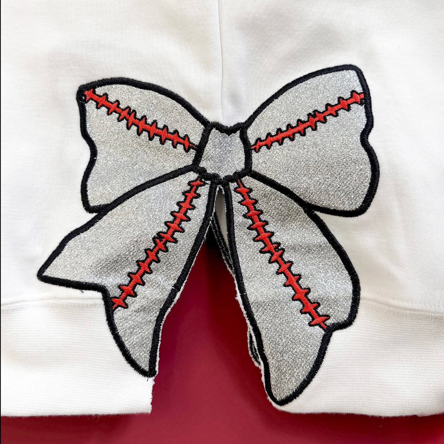 Baseball Mom, Softball Mom - Personalized Side Bow Embroidered Sweatshirt