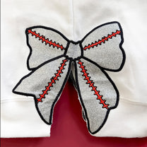 Baseball Mom, Softball Mom - Personalized Side Bow Embroidered Sweatshirt