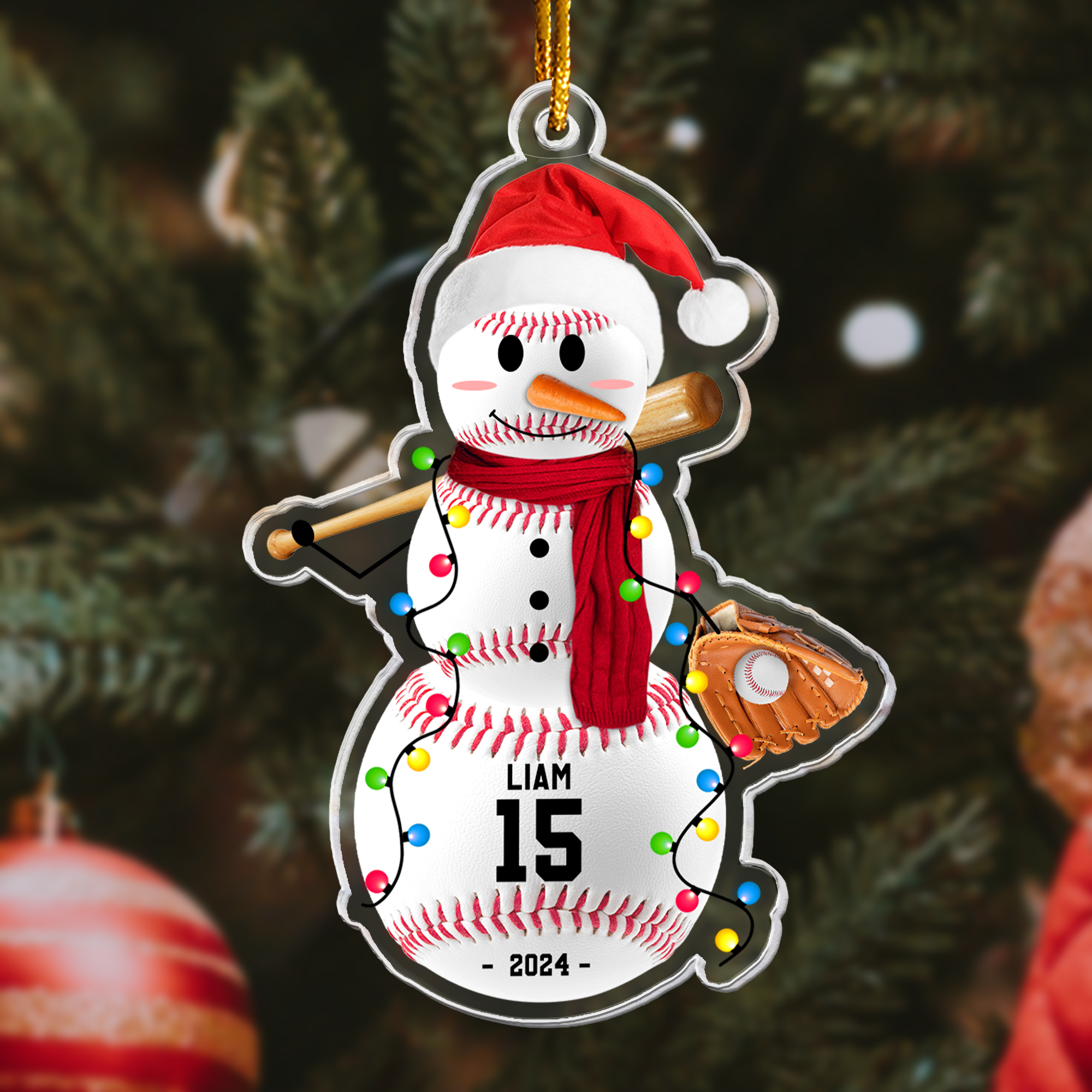 Baseball Snowman - Gifts For Players, Team, Boys - Personalized Acrylic Ornament