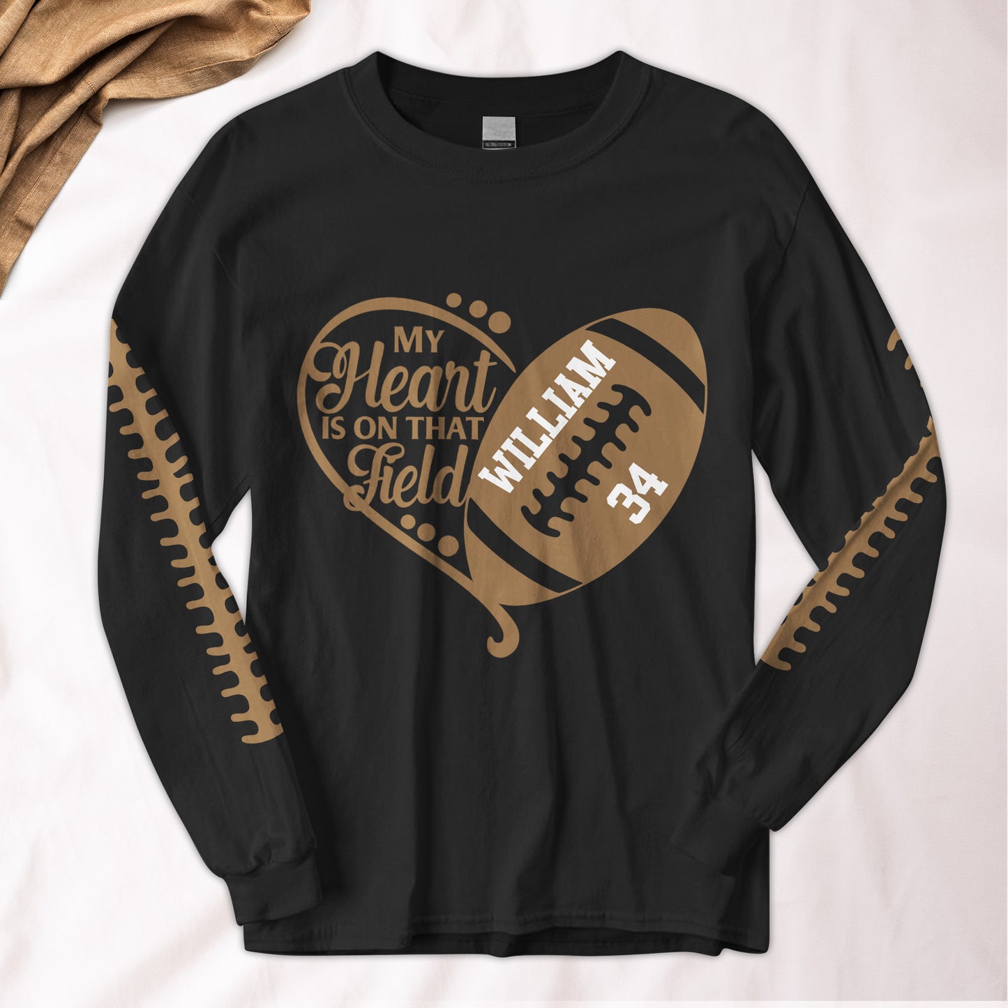 Baseball Softball Football, My Heart Is On That Field - Custom Long Sleeve T-Shirt