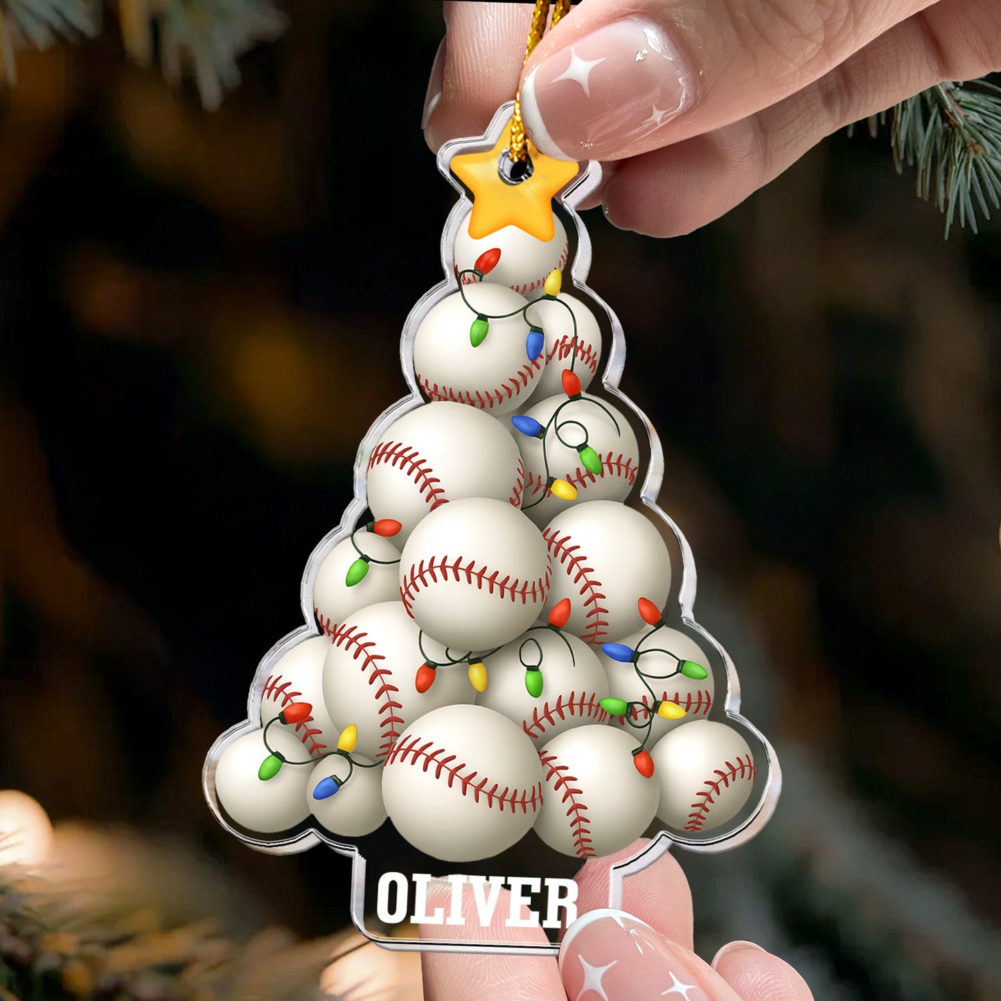Baseball Sport Lover Christmas Tree - Personalized Acrylic Ornament