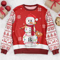 Baseball, Basketball, Football Snowman, Sport Snowman - Personalized Ugly Sweater