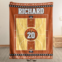 Basketball Court Custom Name, Number - Personalized Blanket