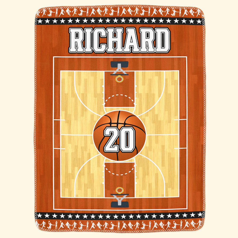 Basketball Court Custom Name, Number - Personalized Blanket