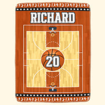 Basketball Court Custom Name, Number - Personalized Blanket