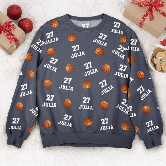 Basketball Custom Name, Number - Personalized 3D Printed Sweatshirt