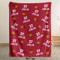 Basketball Custom Name, Number - Personalized Blanket