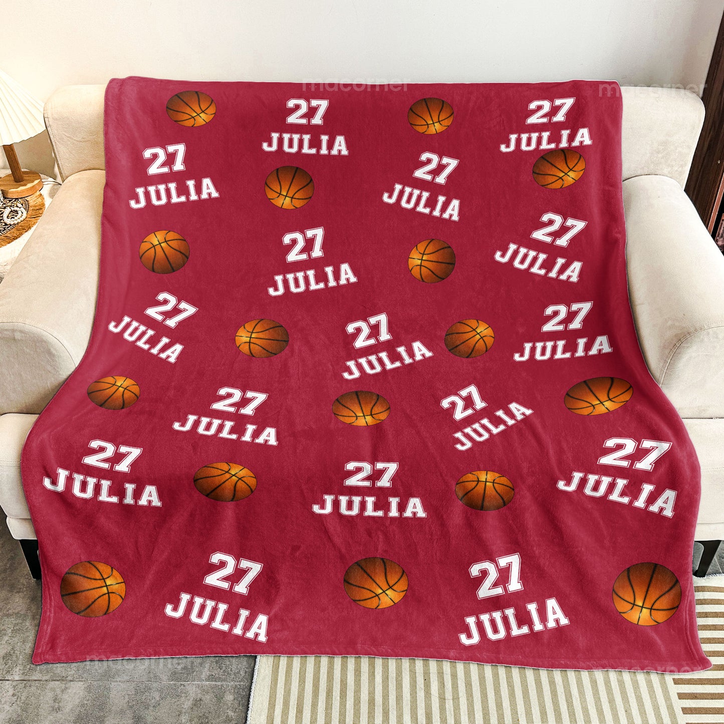 Basketball Custom Name, Number - Personalized Blanket