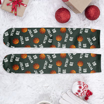 Basketball Custom Name, Number - Personalized Crew Socks