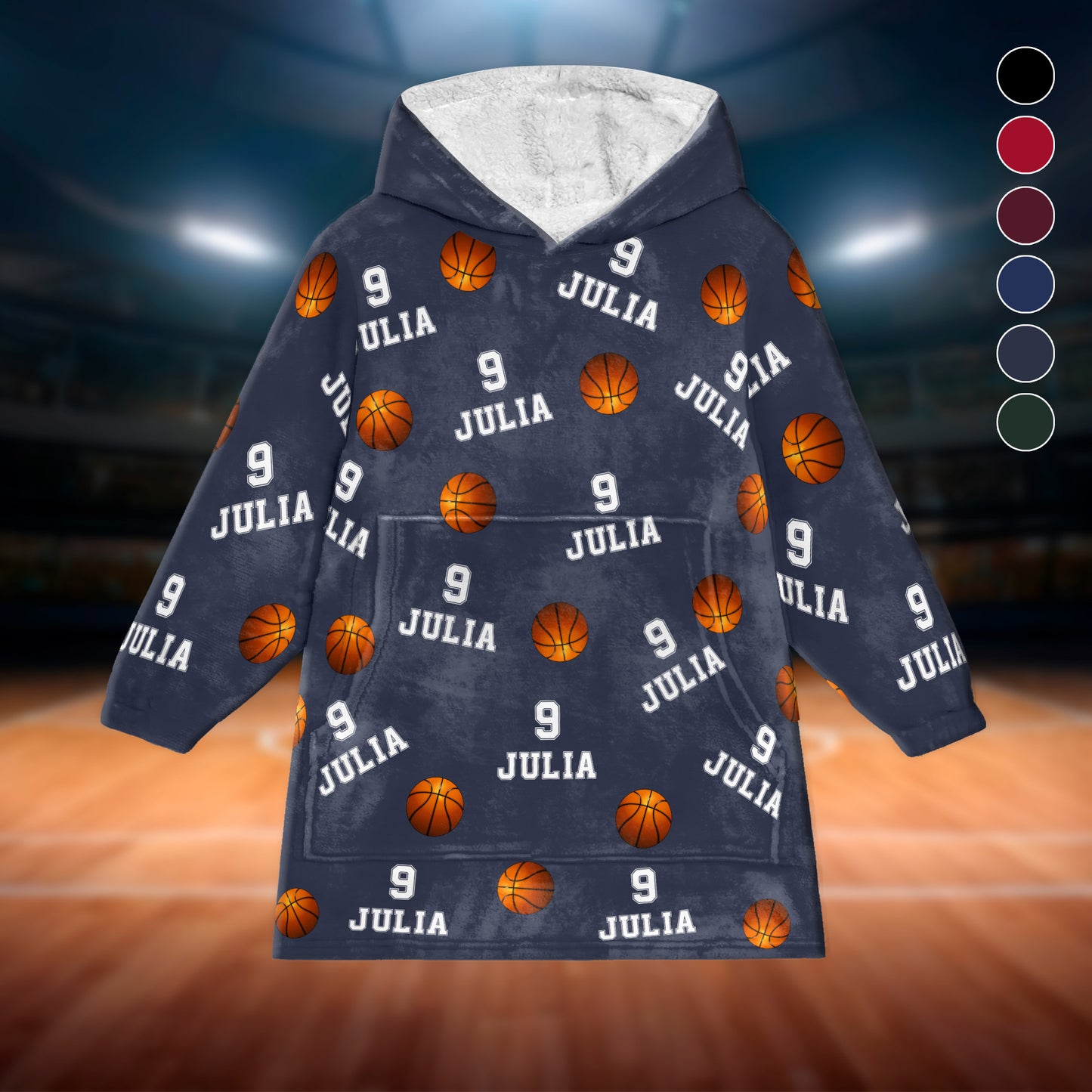 Basketball Custom Name, Number - Personalized Oversized Blanket Hoodie