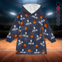 Basketball Custom Name, Number - Personalized Oversized Blanket Hoodie