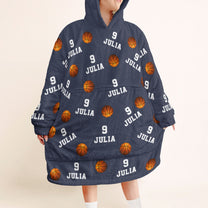 Basketball Custom Name, Number - Personalized Oversized Blanket Hoodie