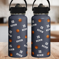 Basketball Custom Name, Number - Personalized Stainless Steel Water Bottle