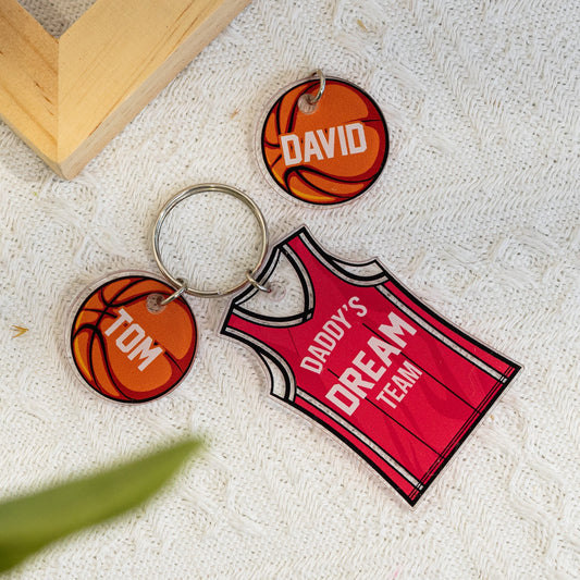 Basketball Dad's Dream Team - Personalized Acrylic Keychain