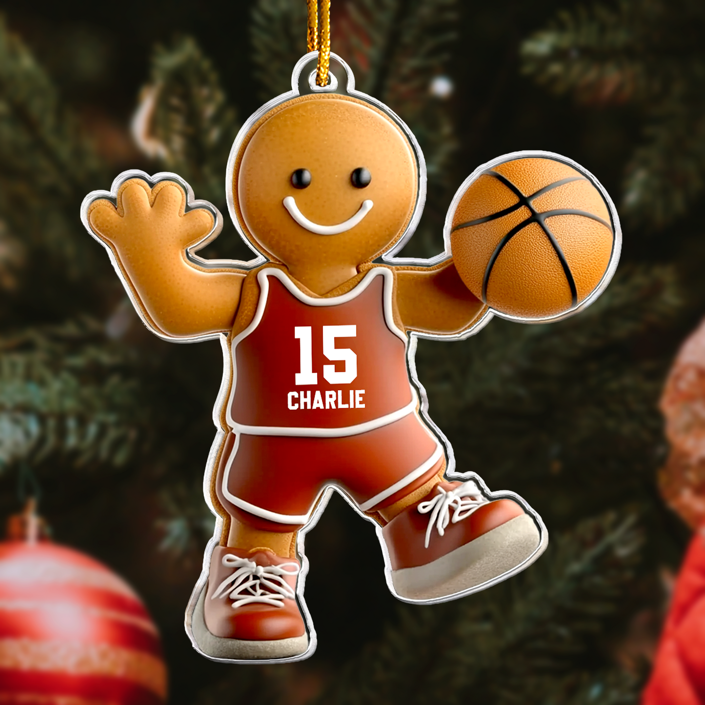 Basketball Gingerbread Christmas Ornament - Personalized Acrylic Ornament