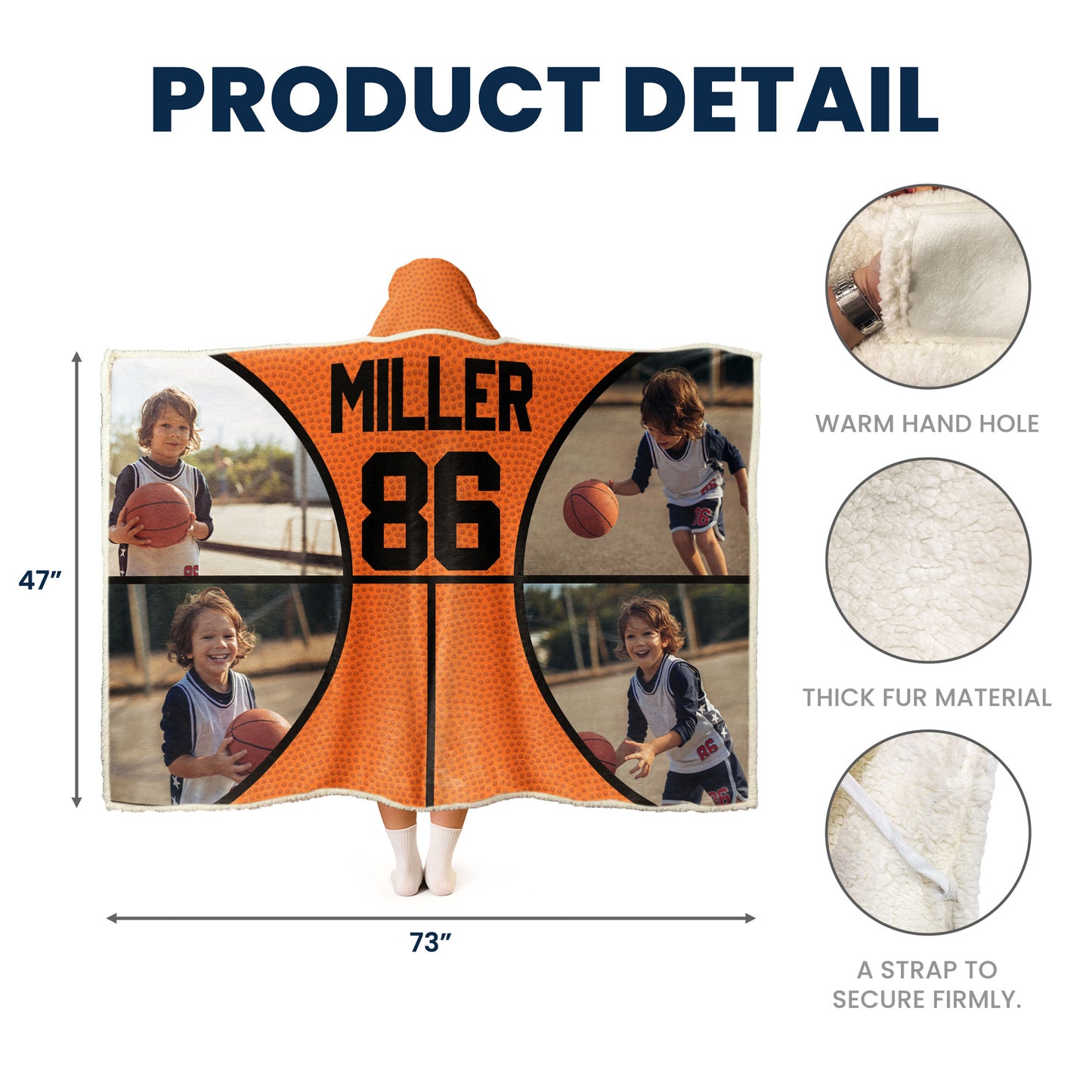 Basketball Lovers Gift For Son, Daughter - Personalized Photo Wearable Blanket Hoodie