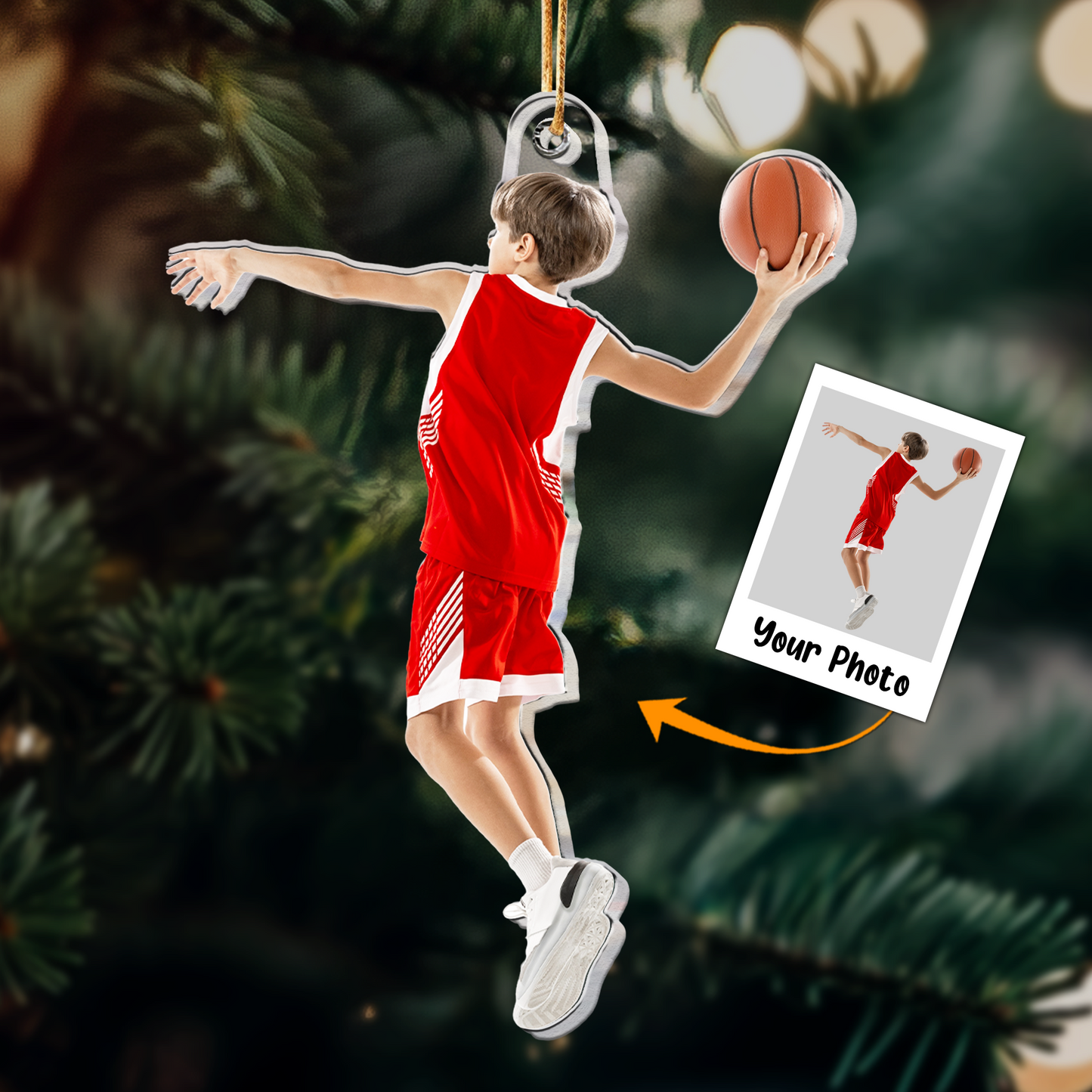 Basketball Player Son & Daughter - Personalized Photo Custom Shaped Acrylic Ornament