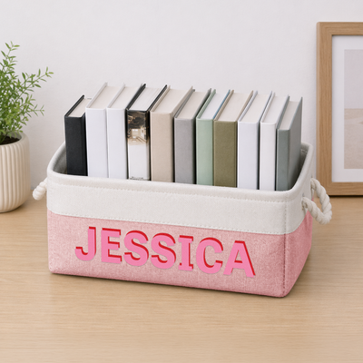 Bathroom Storage Basket With Shadow Name Self Gift - Personalized Storage Basket