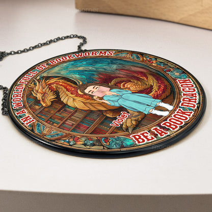 Be A Book Dragon - Personalized Stained Glass Window Hanging Suncatcher