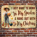 Be Aware A Crazy Chicken Lady And Her Peckers Live Here - Personalized Metal Sign