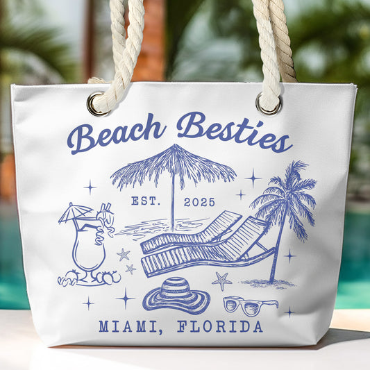 Beach Besties Girls Trip Summer Vacation Vacay Mode - Personalized Beach Bag