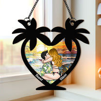 Beach Couple - Personalized Window Hanging Suncatcher Ornament