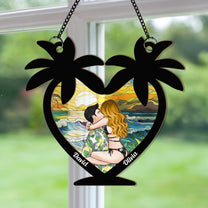 Beach Couple - Personalized Window Hanging Suncatcher Ornament