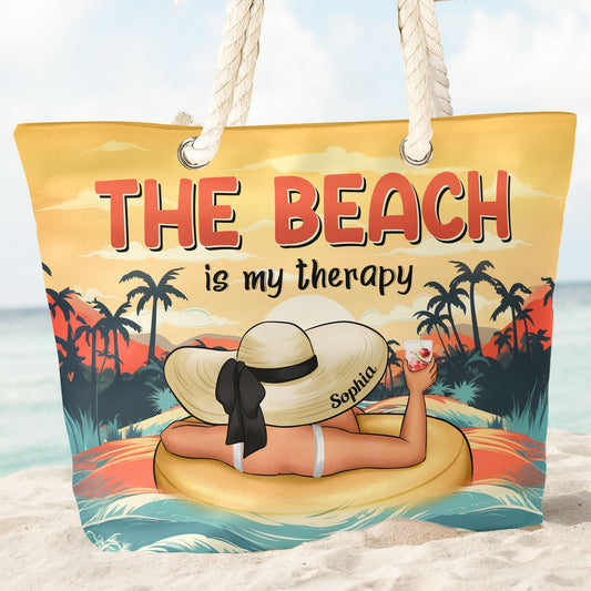 Beach Is My Therapy - Personalized Beach Bag