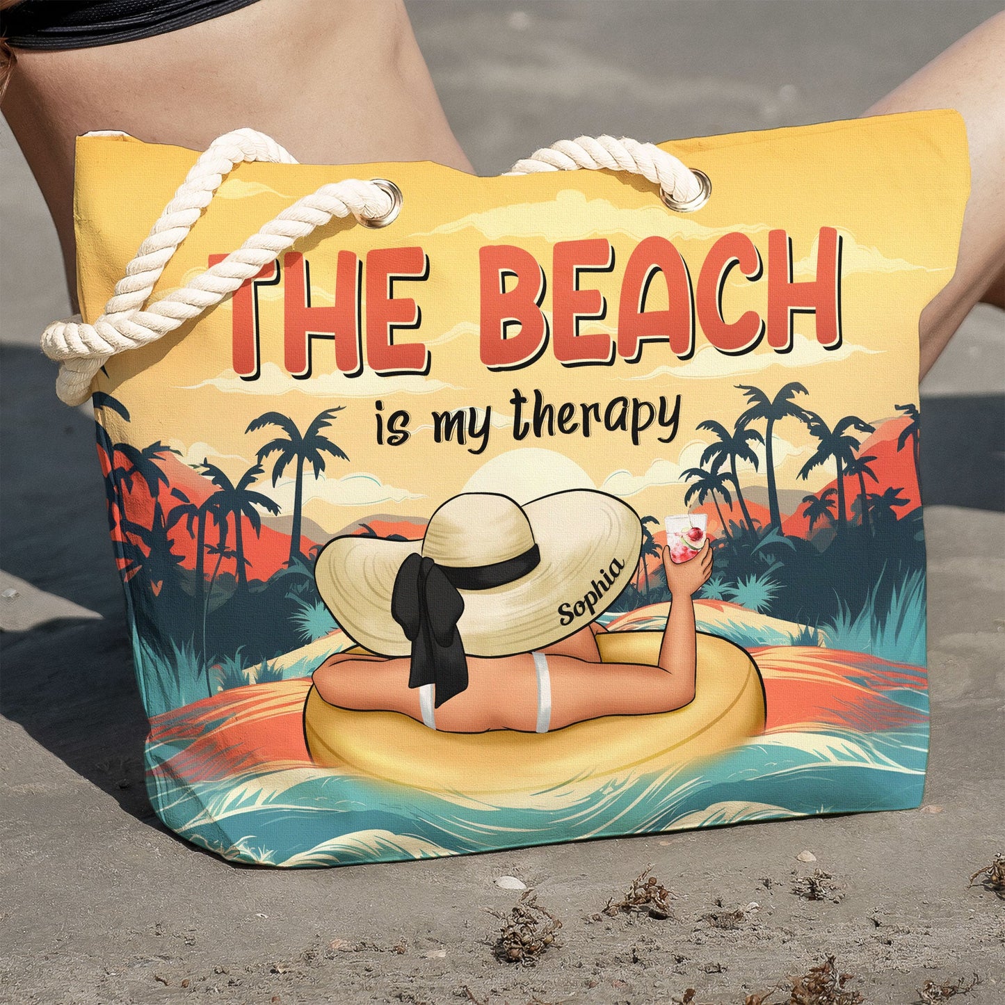 Beach Is My Therapy - Personalized Beach Bag