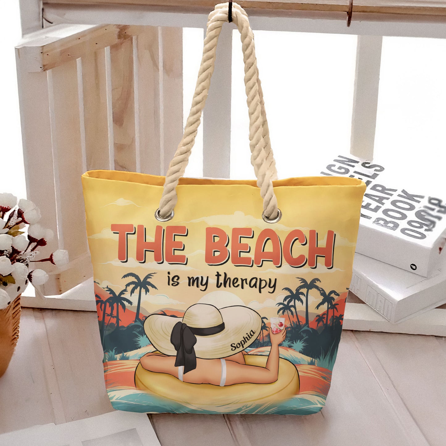Beach Is My Therapy - Personalized Beach Bag