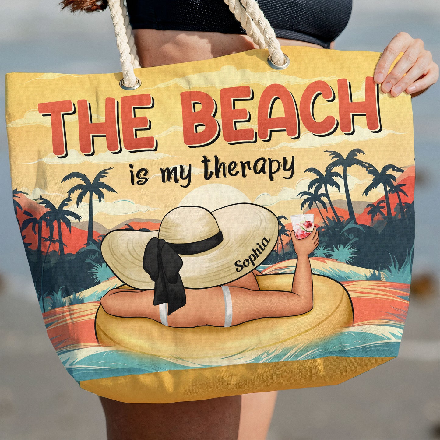 Beach Is My Therapy - Personalized Beach Bag
