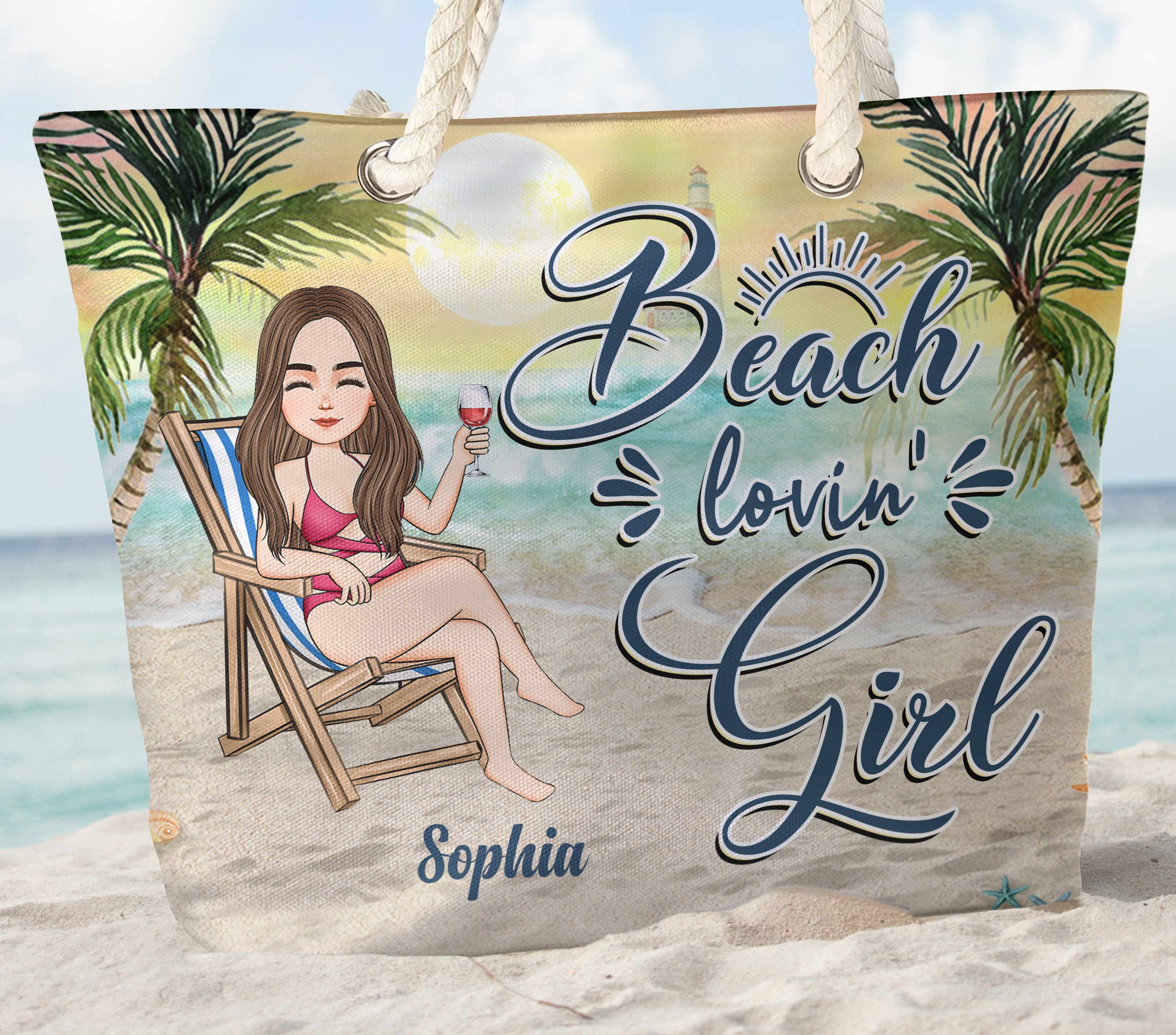 Beach Lovin' Girl - Personalized Beach Bag