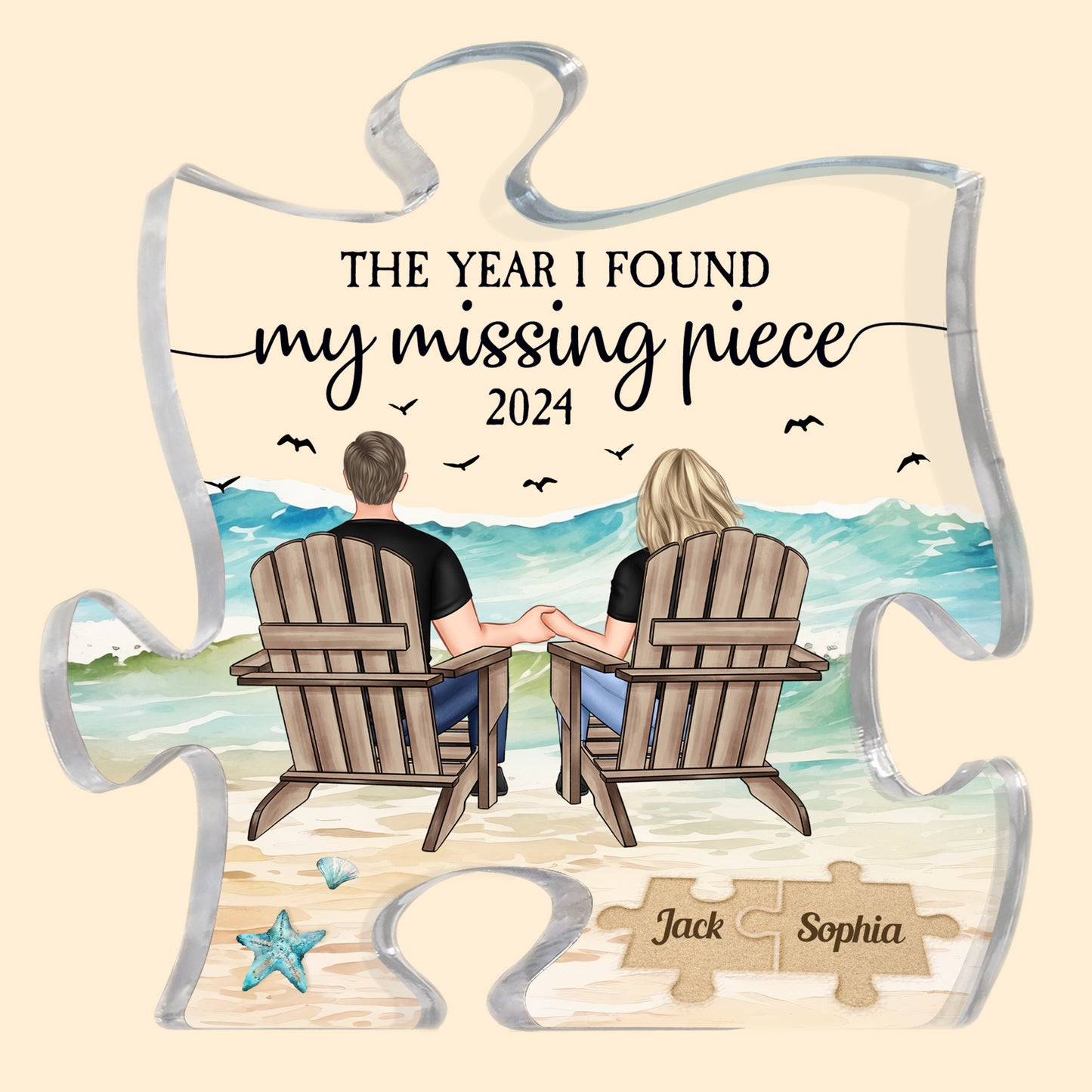 Beach Scene The Year I Found My Missing Piece - Personalized Acrylic Plaque