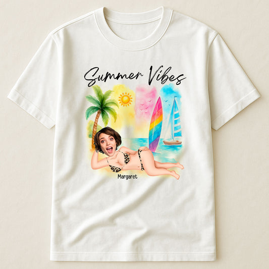 Beach Summer Vibes - Personalized Photo Shirt