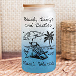 Beach, Booze And Besties - Summer Girls Trip - Personalized Frosted Glass Cup