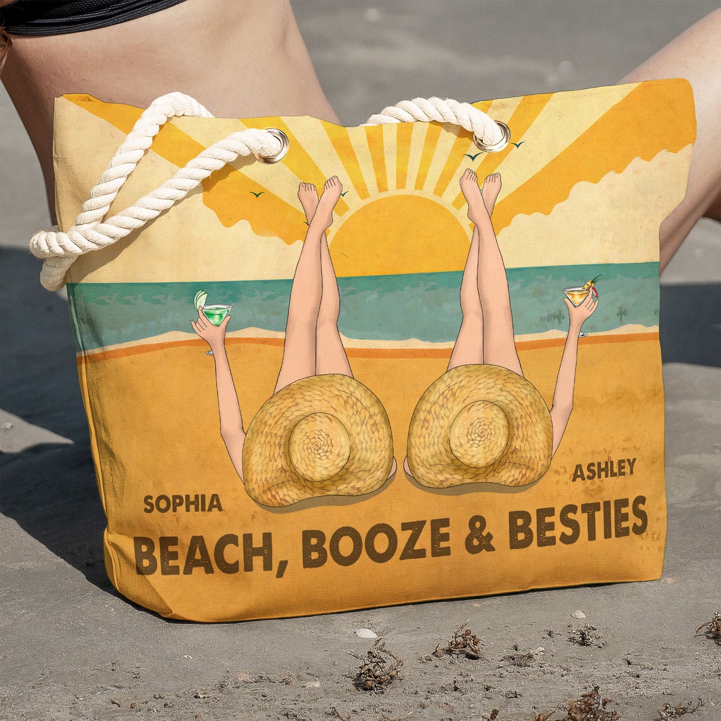 Beach, Booze & Besties - Personalized Beach Bag