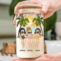 Beaches, Booze & Besties - Personalized Clear Glass Cup