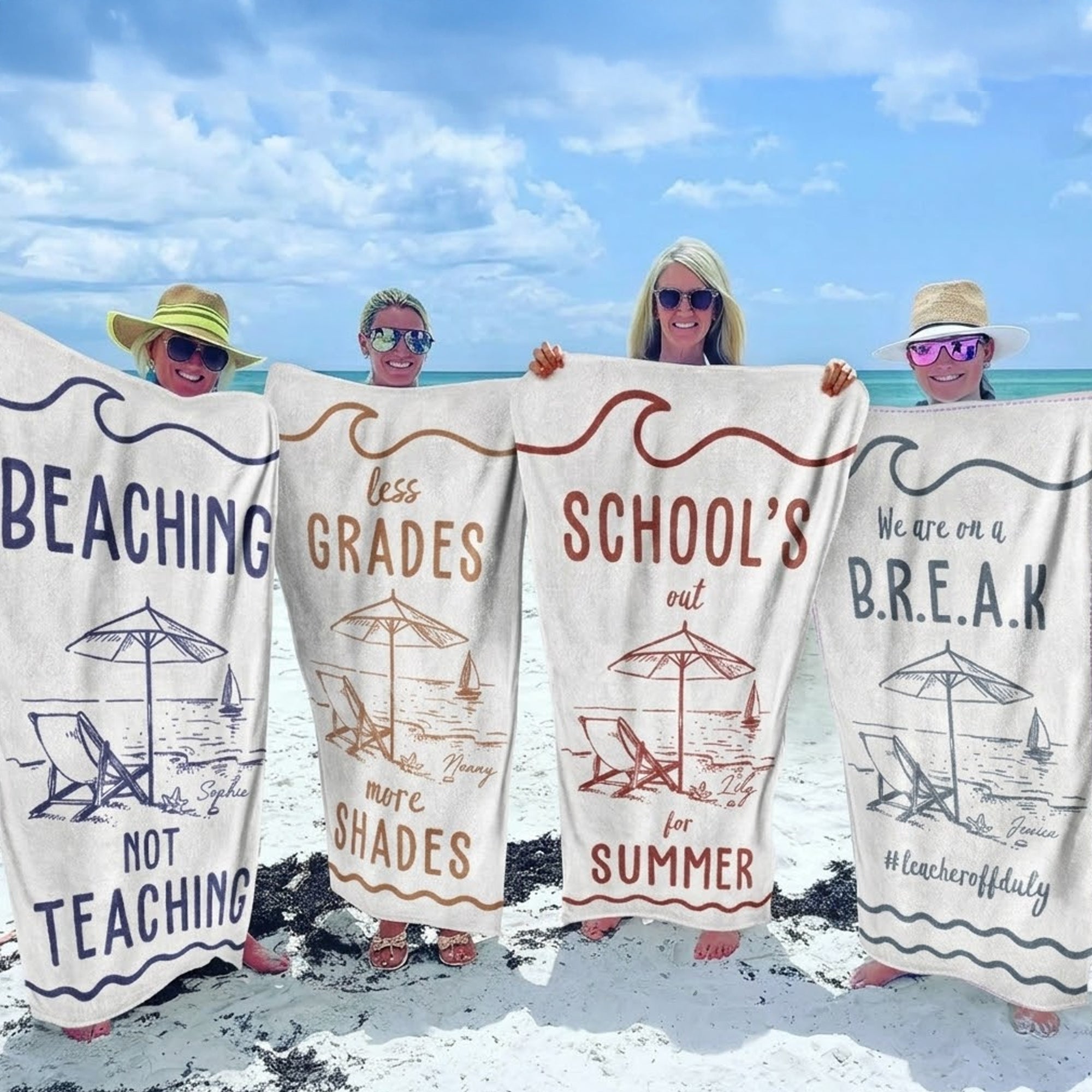 Beaching Not Teaching End Of Year Gift - Personalized Beach Towel