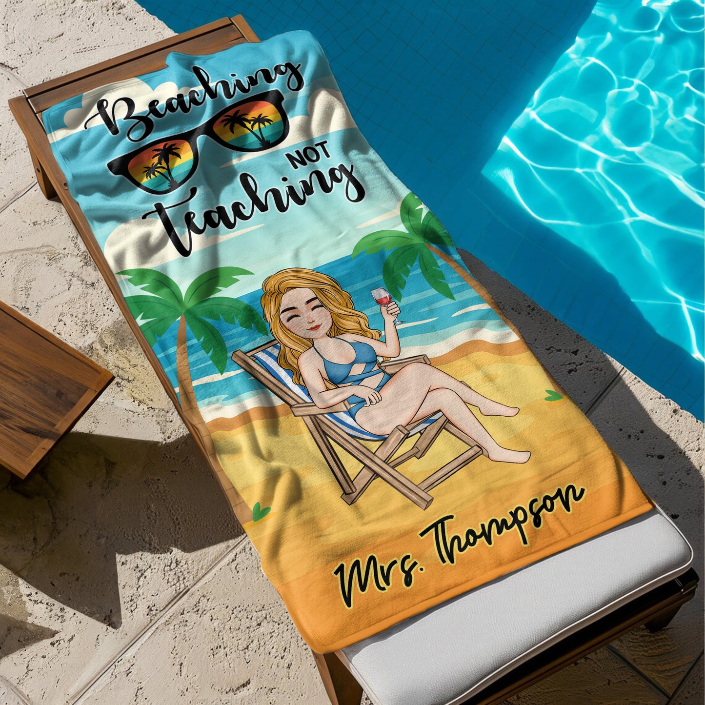 Beaching Not Teaching Teacher Summer Vibes - Personalized Quick-Dry Beach Towel