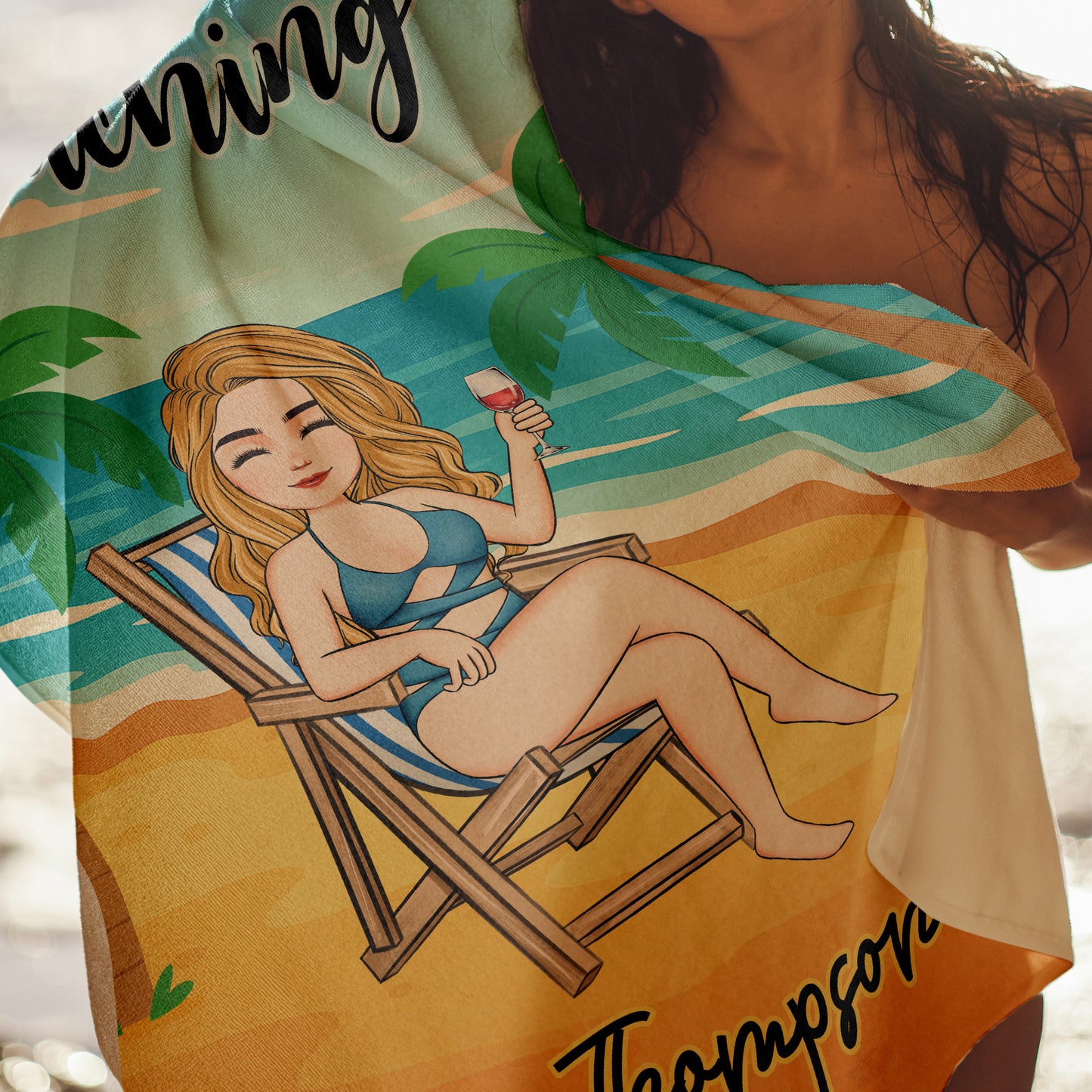 Beaching Not Teaching Teacher Summer Vibes - Personalized Quick-Dry Beach Towel