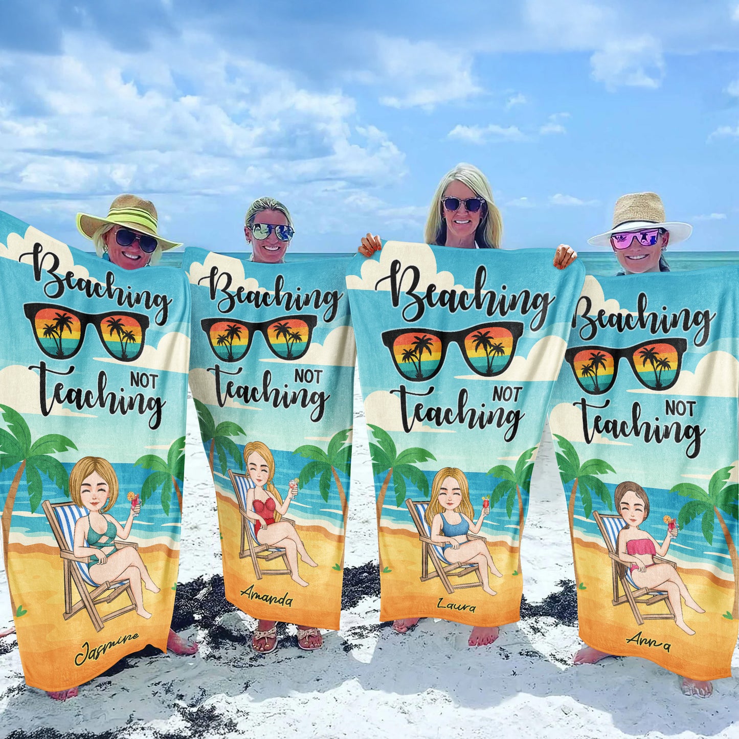 Beaching Not Teaching Teacher Summer Vibes - Personalized Quick-Dry Beach Towel