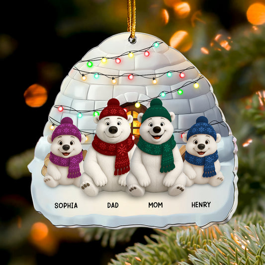 Bear Family - Christmas Version - Personalized Acrylic Ornament