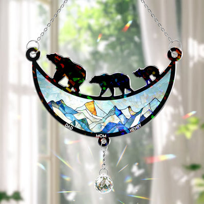 Bear Family - Personalized Acrylic Suncatcher With Crystal Ball Prism