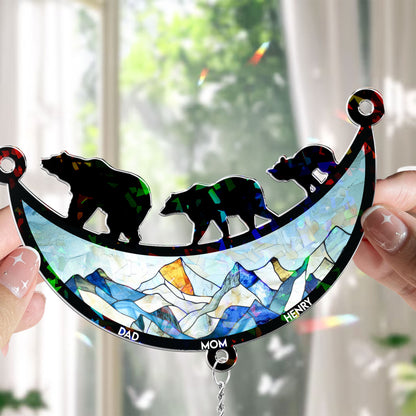 Bear Family - Personalized Acrylic Suncatcher With Crystal Ball Prism
