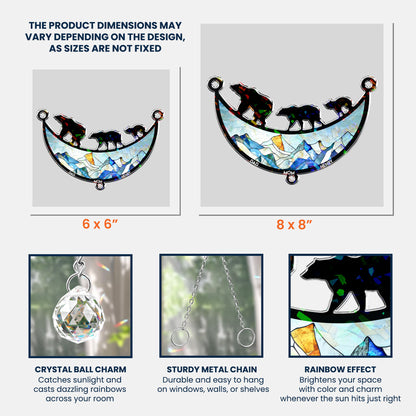 Bear Family - Personalized Acrylic Suncatcher With Crystal Ball Prism