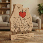 Bear Family, Mama Bear, Daddy Bear & Baby Cubs - Forest Style - Personalized Wooden Family Puzzle