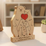 Bear Family, Mama Bear, Daddy Bear & Baby Cubs - Personalized Wooden Family Puzzle