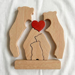 Bear Family, Mama Bear, Daddy Bear & Baby Cubs - Personalized Wooden Family Puzzle