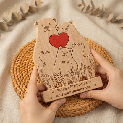 Bear-Family,-Mama-Bear,-Daddy-Bear-&-Baby-Cubs-Floral-Style-Personalized-Wooden-Family-Puzzle-3