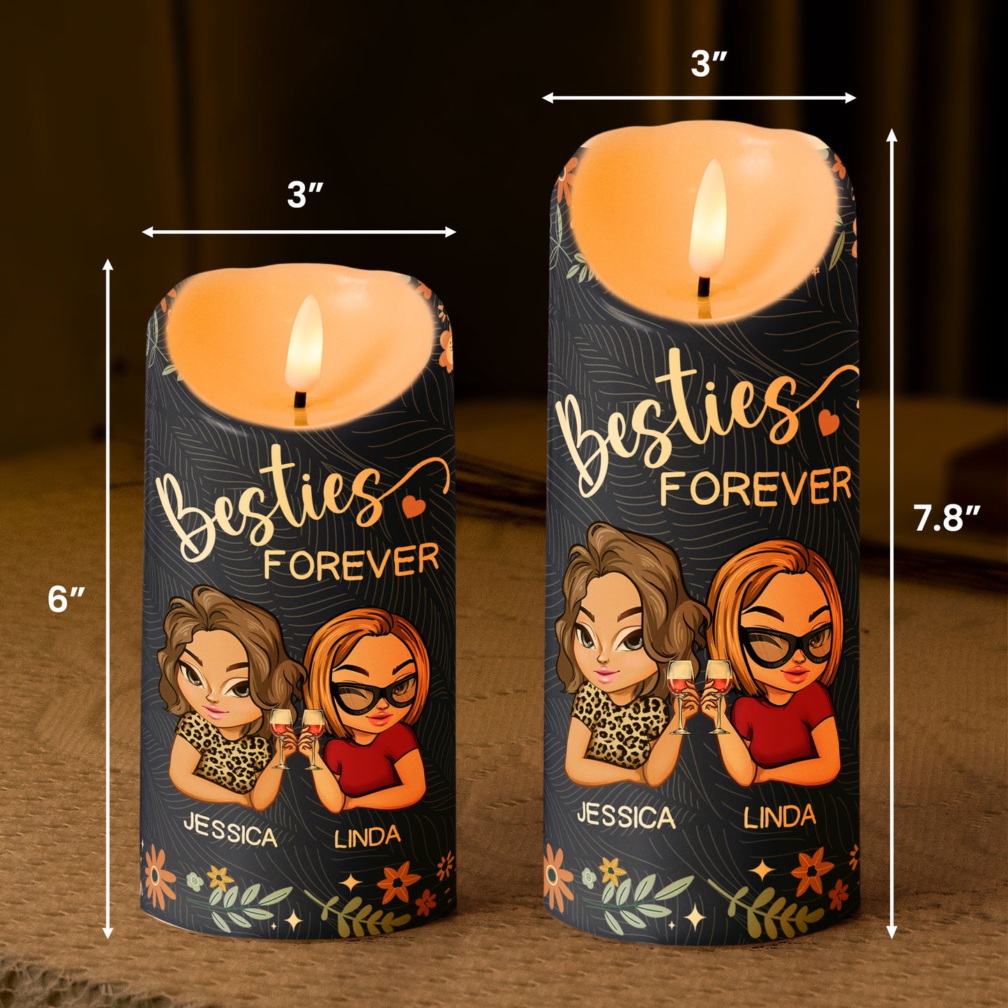 Because Of You I Laugh A Little Harder Friendship Gift - Personalized LED Candle